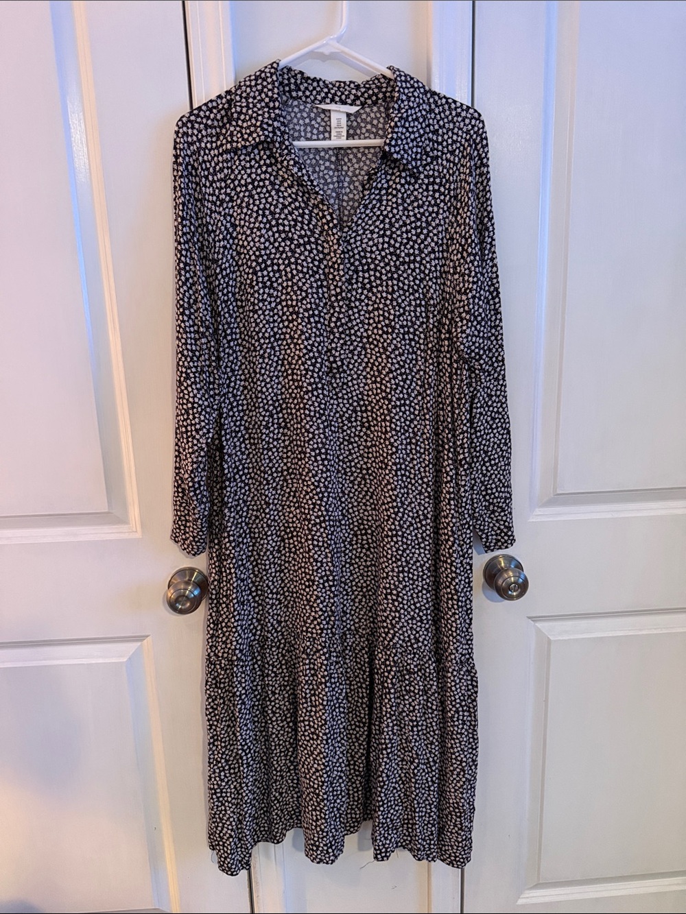 H&M Black and White Ditsy Print Maxi Dress